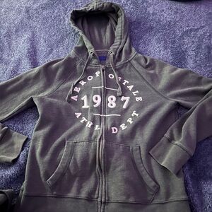 Aeropostale Dark Gray Hoodie with Red Logo Tag